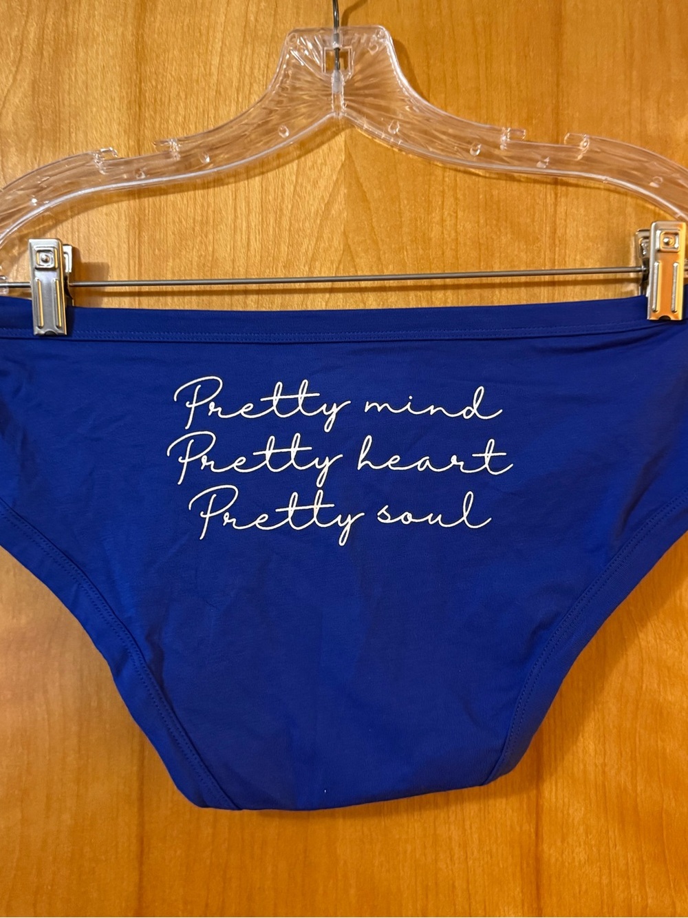 No Boundaries Blue Cotton Hipster Panties Pretty Mind Heart Soul Words NWT Large